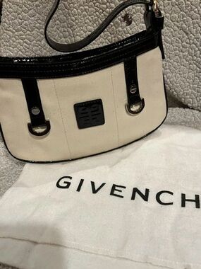 Givenchy Cream and Black Canvas Shoulder Bag